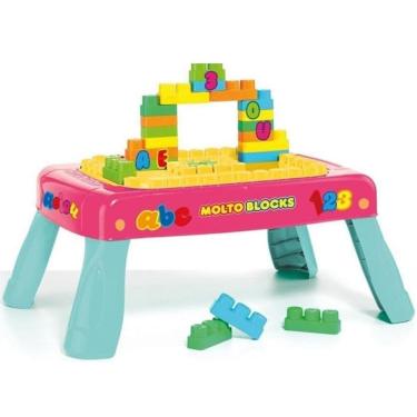 Imagem de Blocos de Montar BABY LAND Mesinha Criativa Rosa 20 Blocos Cardoso