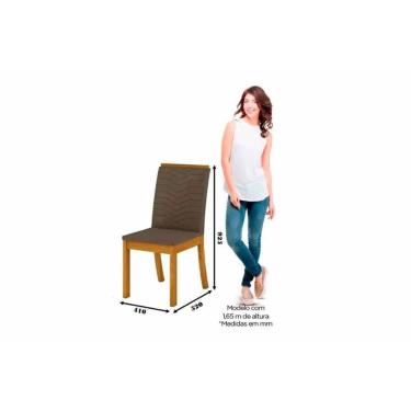 Imagem de Conjunto Mesa De Cozinha Vértice Tampo Madeirado Com Vidro 90x90cm E 4 Cadeiras Isa Nature Linho Henn