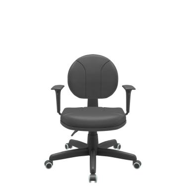 Imagem de Cadeira Executiva Back System Operativa c/ Braços Reguláveis Revestimento Couro com Costura Plaxmetal Preta