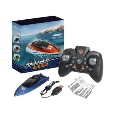 Imagem de Mini Barco RC De Alta Velocidade 5km/h Com Luz LED, Controle Remoto, B