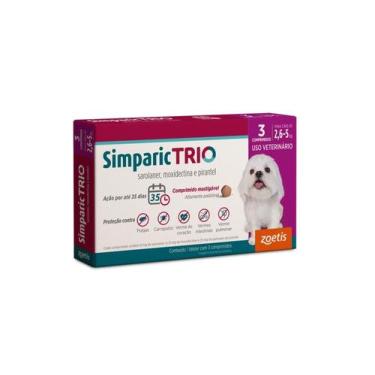 Imagem de Simparic Trio Antipulgas, Carrapatos E Vermes Cães 6Mg C/ 3 Comp.