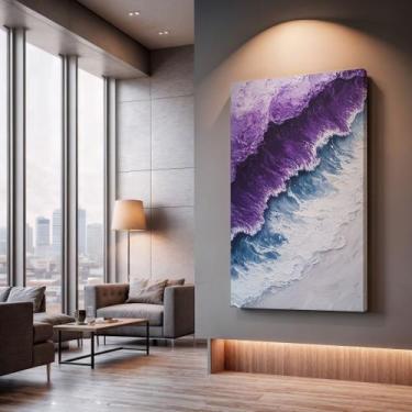 Imagem de Quadros Decorativos OndaVioletas 40x60 Moderno Luxo Sala Quarto Escrit
