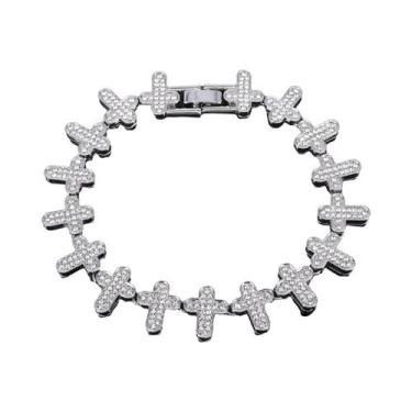 Imagem de Conjunto De Colar E Pulseira Unissex 20/50CM Com Corrente Tennis Cruza