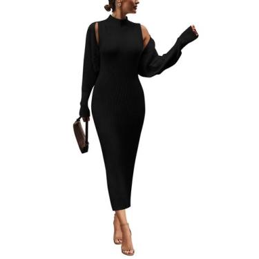 Imagem de Conjunto de 2 Piezas para Mujer PRETTYGARDEN Vestido Maxi Negro Talla 