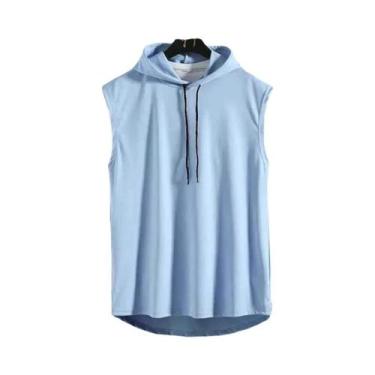 Imagem de Camiseta Regata Solta Com Capuz E Gola Redonda, Cor Sólida, Tamanho Gr