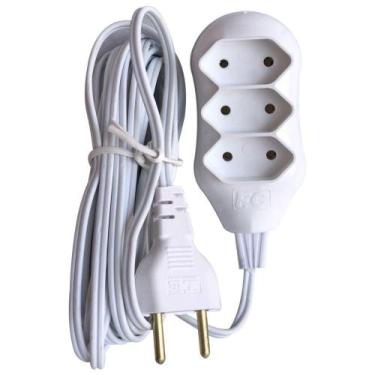 Imagem de Extensão Elétrica Branca New POP 3 Tomadas 2p 10A 1,5 Metros Cabo Para