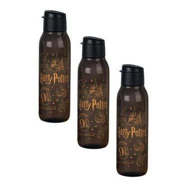 Imagem de Kit 3 Garrafas de Água Tupperware Eco Tupper Redonda Plus Harry Potter