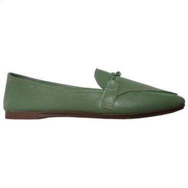 Imagem de Mocassim Feminino Couro Legitimo Casual Macio Leve Verde Conforto-Feminino