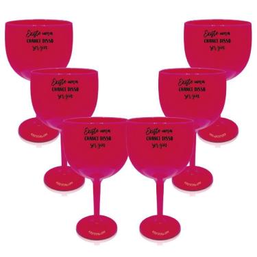 Imagem de Kit 6 Taças Gin Rosa Acrílico Personalizadas