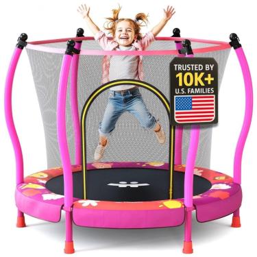 Imagem de Cama Elástica Infantil Ideal para Uso Interno e Externo com Diâmetro de 1,40 Metros, para Crianças de 1 a 6 Anos, Rosa