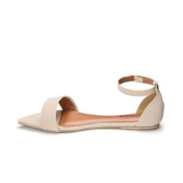 Imagem de Sandalia rasteira sapato nude confortavel bico fino folha - Juliana Mi