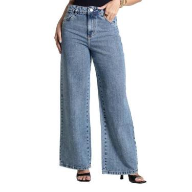 Imagem de Calça Jeans Sawary Wide Leg Petit - 282569 - Azul medio 38, Azul, 38
