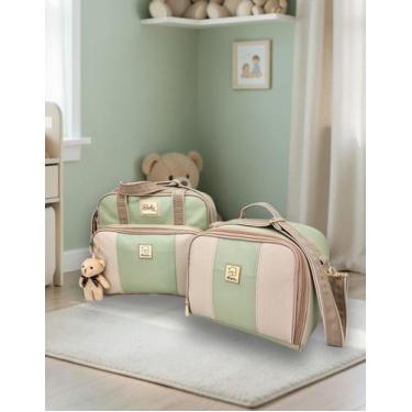 Imagem de Kit Bolsas Maternidade Média e Térmica Bebê Enxoval Menina Menina + Tr