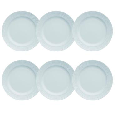Imagem de Kit 06 Prato Raso Azul Vintage Chevron Germer Porcelanas