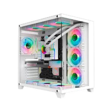Imagem de Gabinete Gamer K-mex Ghost Shark Mid Tower, ATX, Lateral E Frontal Em Vidro Temperado, Branco