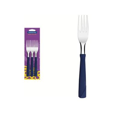 Imagem de Jogo de Garfos de Mesa Tramontina Inox New Kolor 3 Peças, Azul Marinho