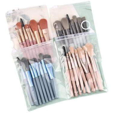 Imagem de Kit Conjunto De Pincéis De Maquiagem 8 Peças com Estojo Transparente p