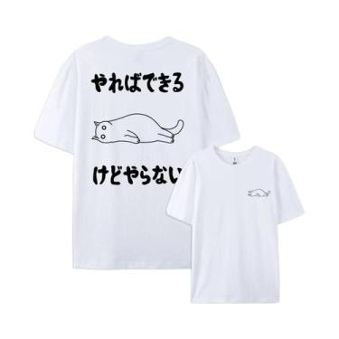 Imagem de Camiseta Masculina De Verão Hip Hop Em Algodão, Manga Curta, Gola Redo