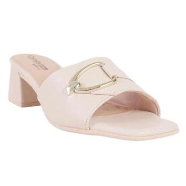 Imagem de Tamanco Salto Bloco Casual Feminino Comfortflex 23-67401 Bege-Feminino