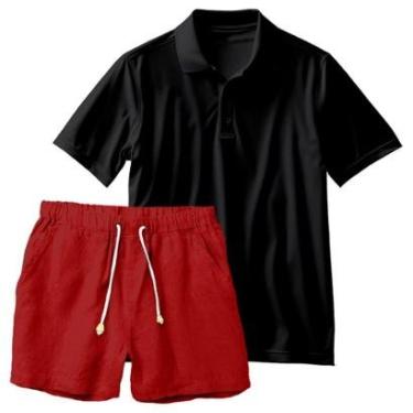 Imagem de Conjunto Masculino Camiseta Polo e Short Linho Moda Praia Luxo Premium RLXD-Masculino