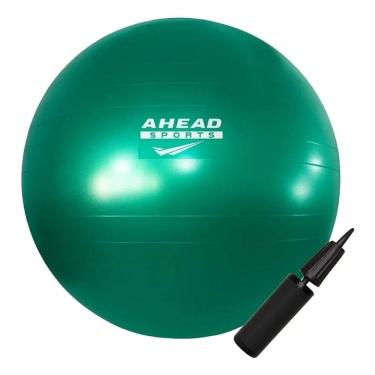 Imagem de Bola De Pilates 75cm Ahead Sports As1225c Verde Com Bomba Anti Estouro Superfície Antiderrapante