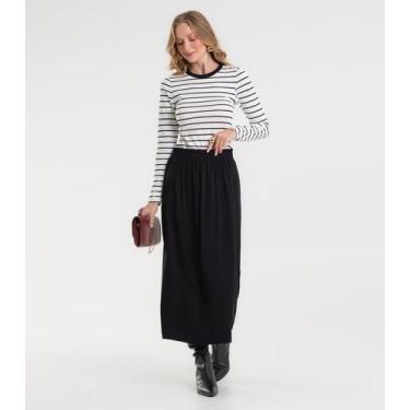 Imagem de Saia Midi Feminina Em Viscose Sarjada Rovitex Preto, P, Preto