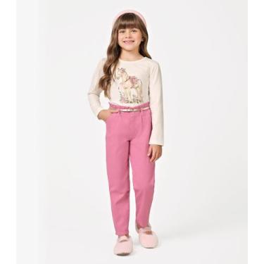 Imagem de Calça Infantil Feminina Cenoura Sarja Trick Nick Rosa, 6, Rosa