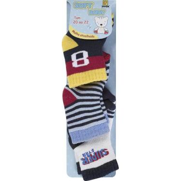 Imagem de Kit de meias atoalhadas estampadas para menino tamanho 20/22 - DUCK