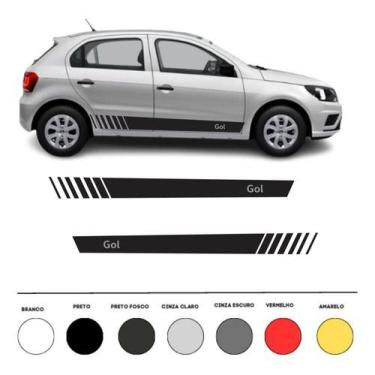 Imagem de Kit 2 Adesivo Carro Gol Faixa Lateral Volkswagen Em Vinil - onl