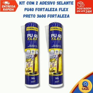 Imagem de Kit com 2 Adesivos Selante PU40 Flex Preto 360g Fortaleza