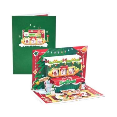 Imagem de Cartão De Natal 3D Com Árvore De Natal E Gato, Com Envelope, Cartão Po