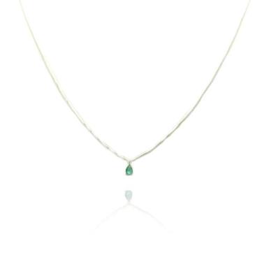 Imagem de Colar 45 cm Gota Verde Prata Legitima 925 - Lojas La+Ny, 45, Cinza cla