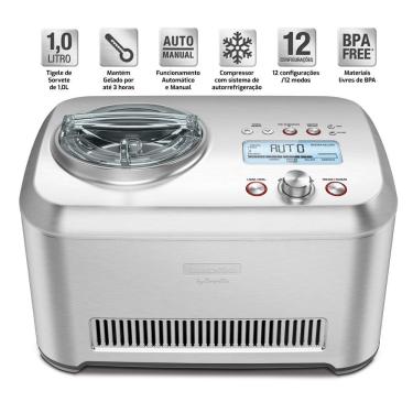 Imagem de Sorveteira By Breville 12 Funções 1l Aço Inox - Gelato Express Máquina Sorvete Elétrica...