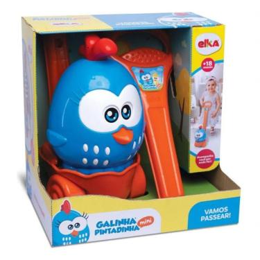 Imagem de Brinquedo Andador de Empurrar Infantil Vamos Passear Galinha Pintadinha Azul para Primeiros Passos Elka