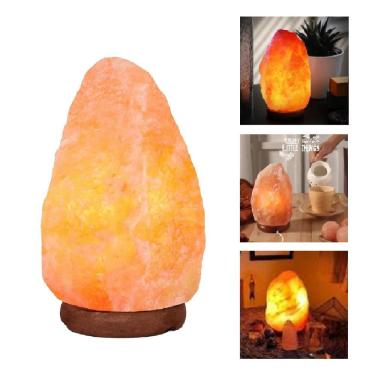 Imagem de Luminária de Pedra de Sal do Himalaia Terapêutica Abajur Ajustável Purificação Ambiente Laranja Bivolt Utibom