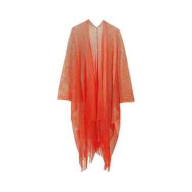 Imagem de Kimono Cardigã Feminino Solto Com Franjas Para Praia E Biquíni - Blusa