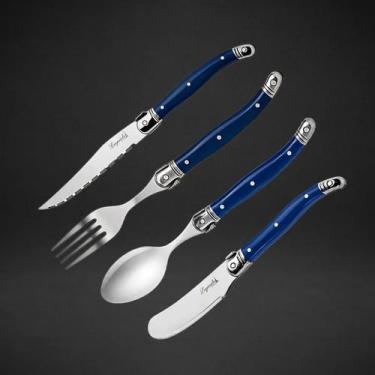 Imagem de Faqueiro Inox Laguiole La Tour 34 Peças Premium Completo, Azul