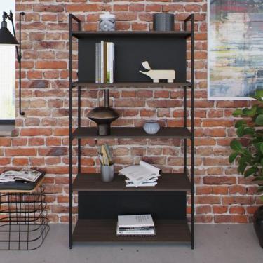 Imagem de Estante com 5 Prateleiras 152cm x 80cm x 33cm com Fundo Yon Marrom/Ter