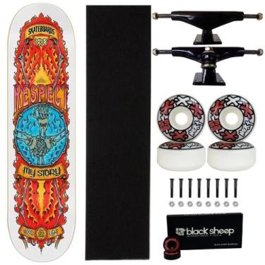 Imagem de Skate Wood Light Maple 8.0 Roda Next 53 Black Sheep Abec 15, Branco, V