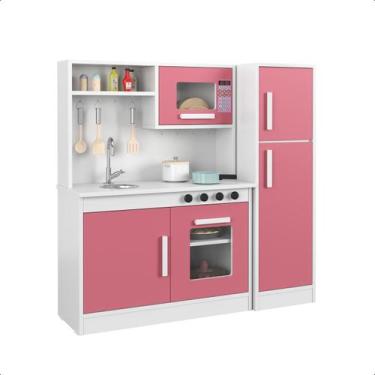 Imagem de Kit Cozinha Completa Kids Fogão Forno MicroOndas Geladeira Brinquedo E