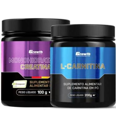 Imagem de Kit Creatina Pura 100g Creapure + L-Carnitina em Pó 200g Growth