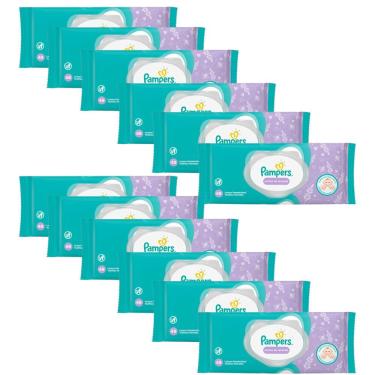 Imagem de Kit Lenços Umedecidos Pampers Lavanda com 576 Unidades