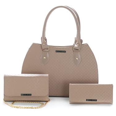 Imagem de Kit Bolsas Femininas Grande + Bolsa Festa + Carteira Feminina (Nude)