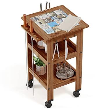 Imagem de Carrinho de Churrasco Mesa Gourmet Bistrô Churrasqueira W02 Madeira Maciça Imbuia - Lyam Decor