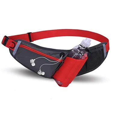 Imagem de Pacote de cintura de hidratação de cinto de corrida com suporte para garrafa de água Cinto de fanny esportivo ajustável reflexivo portátil para ciclismo de corrida e caminhada -Vermelho