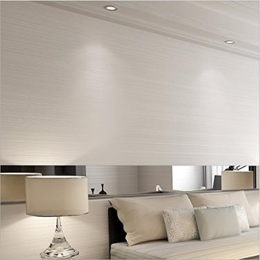 Imagem de QIHANG Estilo simples cor branca flocagem em relevo linhas texturizadas rolo de papel de parede não tecido 0,53 m (20,8")*10 m (32,8') = 5,3 m² (57 pés quadrados)