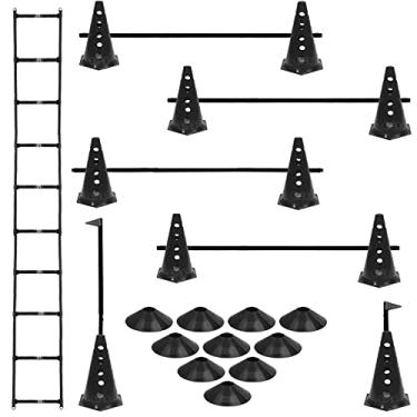 Imagem de Escada Funcional+ 10 Cones Furados C/Barreira + 10 Pratos