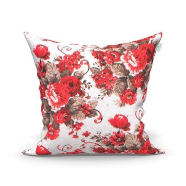 Imagem de Almofada Decorativa Floral Vermelho 45cm X 45cm Com Refil 1 Unidade Pa