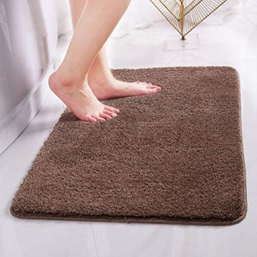 Imagem de jia cool Tapete de banheiro 50,8 cm x 81,2 cm, tapete de banheiro felpudo de microfibra, absorvente de água, lavável na máquina, tapete de chuveiro macio antiderrapante, café