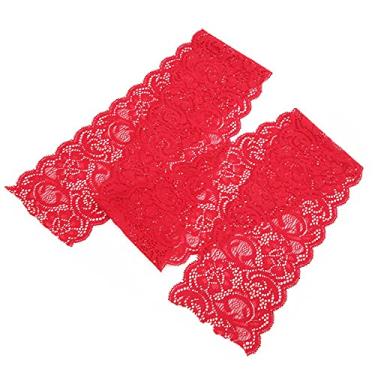 Imagem de Cuque Acabamento elástico, fita de renda confortável macia e suave para a pele para costura DIY (vermelha)